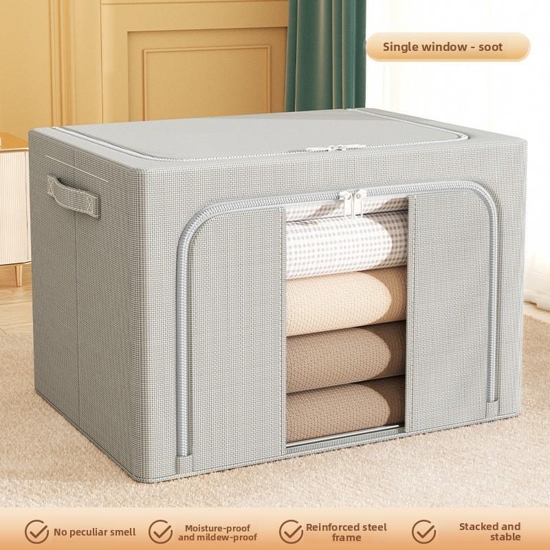 Foldable Oxford Cloth Storage Bin With Transparent Pvc Window For Bedroom Closet Organization