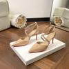 Z-70 2025 high heels wedding shoes banquet femininity thin heel pointed sexy nude cross strap single shoes