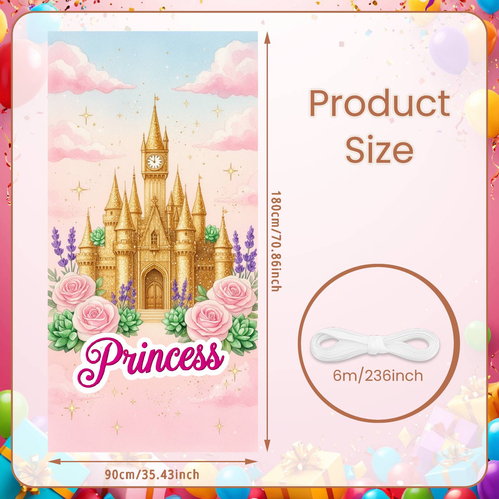 Princess Party Banner Dreamy Design Fairy Tale Background Fairy Tale Backdrop Golden Stars Princess Party Display For Castle