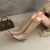 Inner heightening belt buckle hollow toe cool boots women's outer wear 2025 new retro casual open-toe sleeve boots