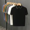 Summer Ice Silk Short Sleeve Polo Shirt For Men Contrast Trim Collar Business Casual Breathable And Quick-dry Cross-border Hot Sale