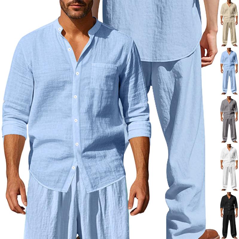 Linen Men's Casual Suit Loose Shirt and Pants Suit Men's Matching Sets Suits and Separates Tracksuits Man Clothes for Man