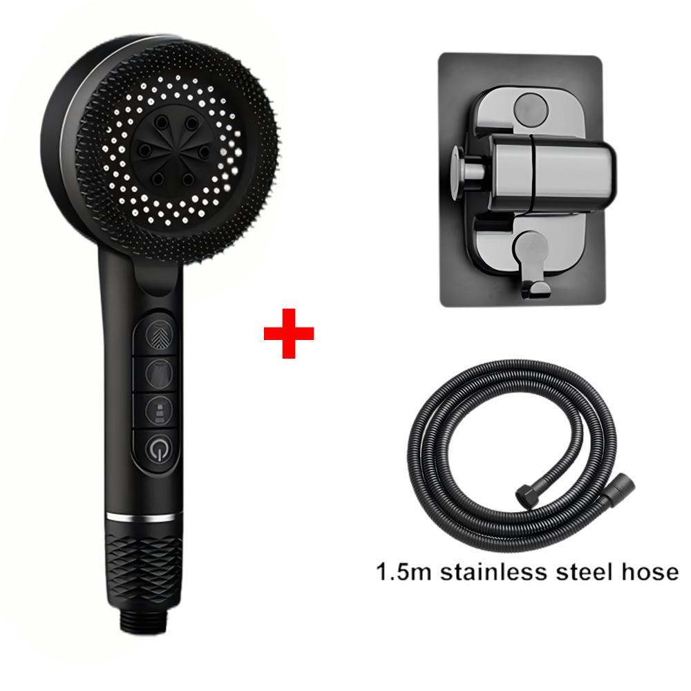 4 Modes Massage Brush Shower Head Large Flow High Pressure Water Saving Handheld Showerhead One-Key Stop Water Shower Nozzle