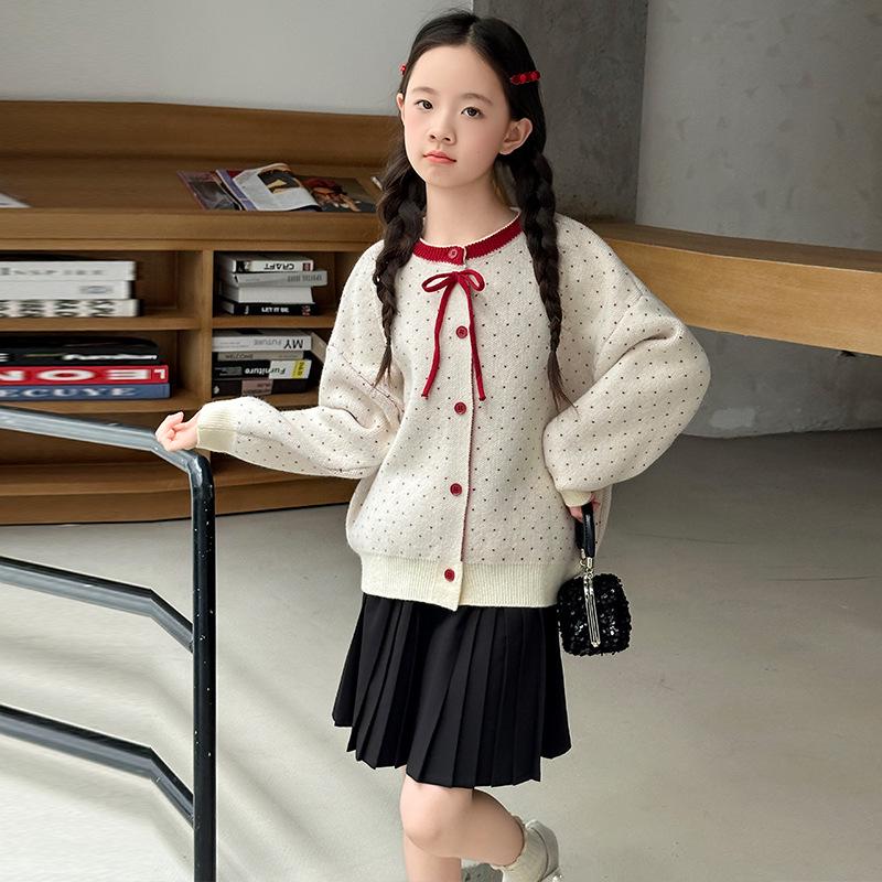 

Girls Korean Style Knitted Cardigan - Fashionable Spring/Autumn Sweater Top 140 cm