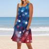 Women's Stylish Casual Independence Day Print Cuffless Pocket Dress
