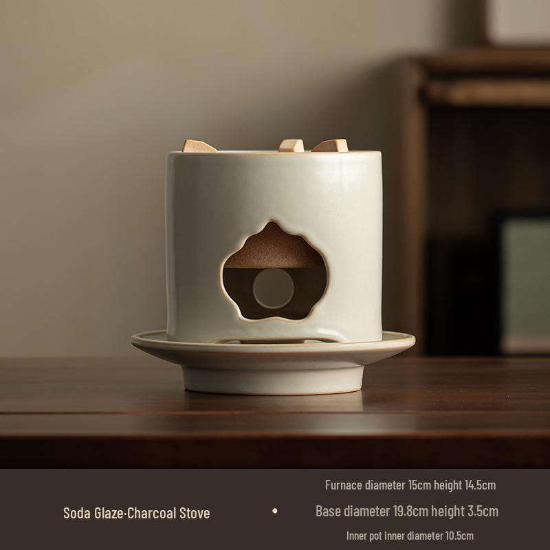 Clay Tea-Boiling Set: Charcoal Stove & Side-Handled Pot for Outdoor & Household Use.