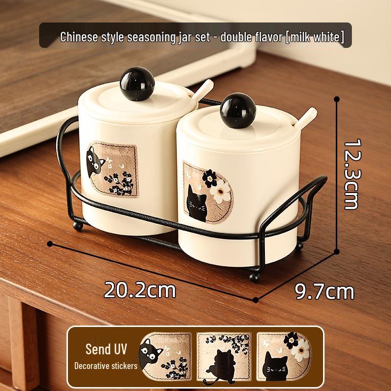 Wall-Mounted Seasoning Set: Punch-Free Kitchen Storage for Salt, Sugar, MSG