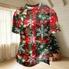 Men's Quick-Dry Neck Short Sleeve T-Shirt with Christmas Print