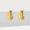 Stainless Steel Flower Hoop Earrings with Colorful Zircon Round Huggies Earrings