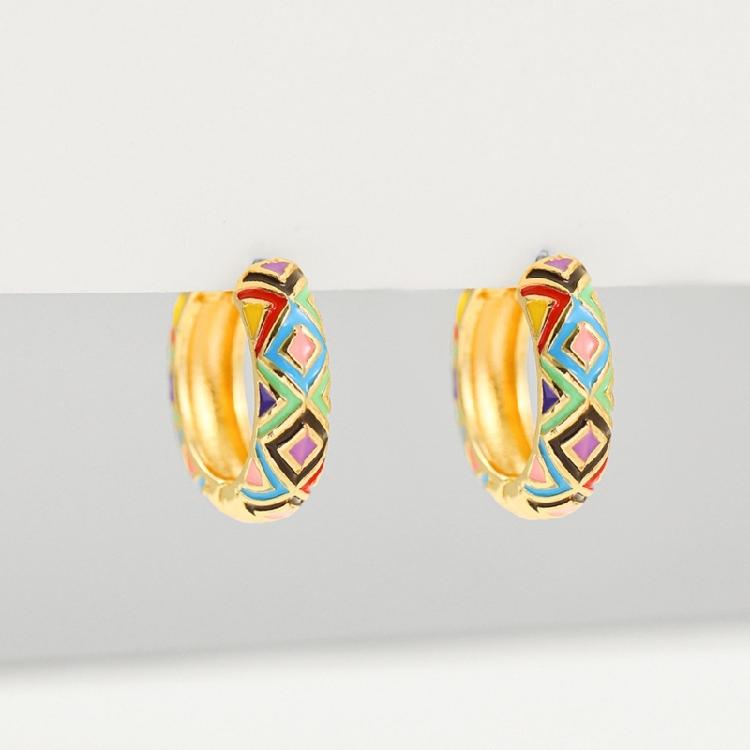 Stainless Steel Flower Hoop Earrings with Colorful Zircon Round Huggies Earrings
