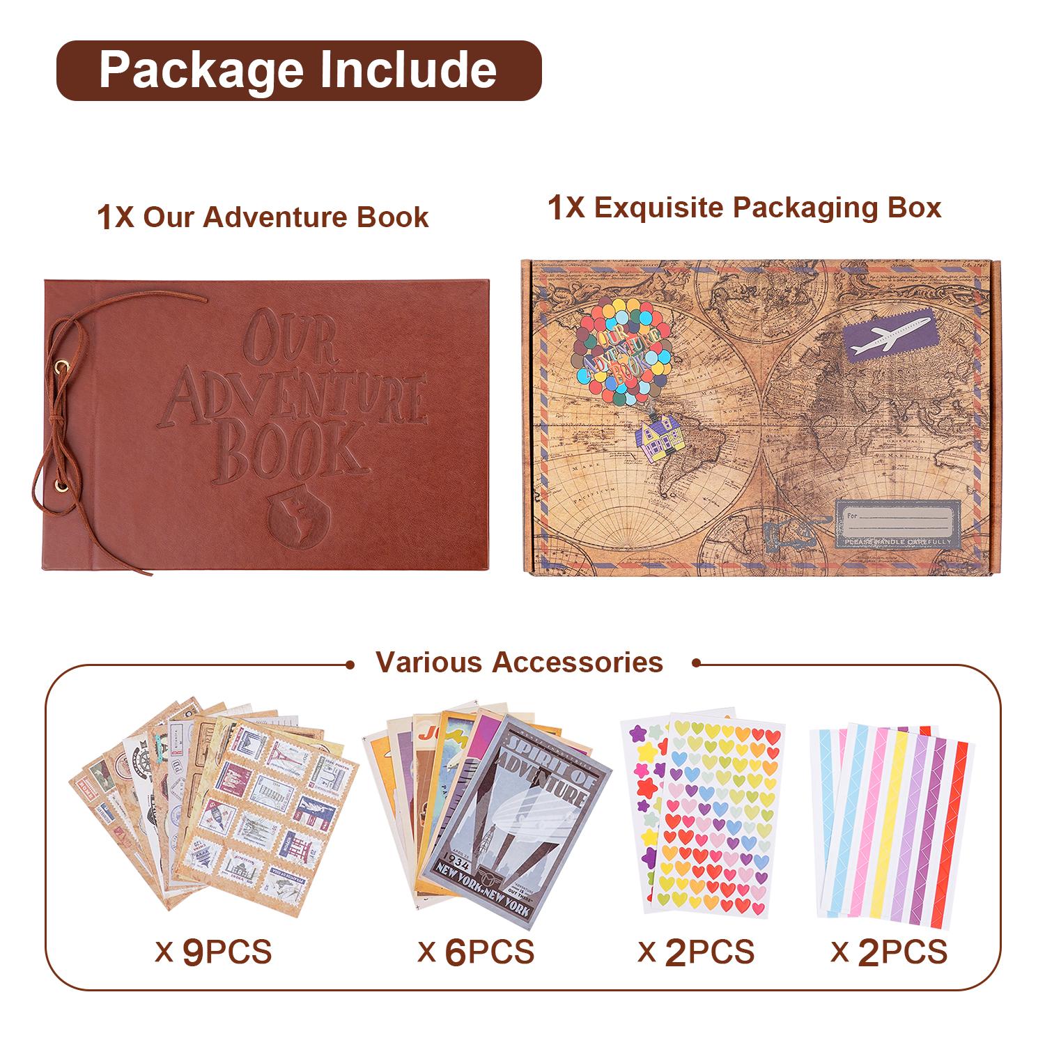 

80 Pages DIY Handmade Photo Album Our Adventure Book Retro PU Leather Photo Sticker Scrapbook Anniversary Memory Valentines Gift United States