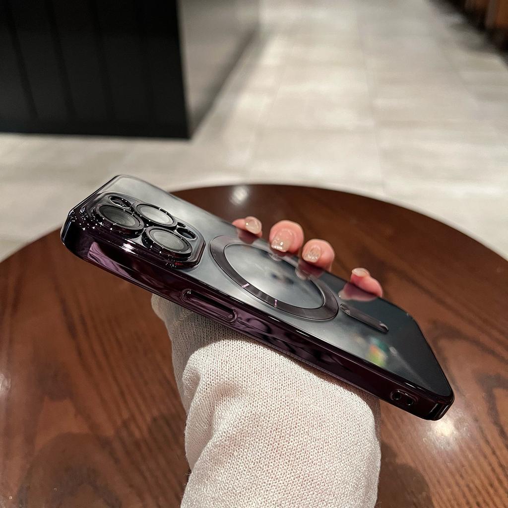 Luxury Plating Clear Magnetic For Magsafe Case For iPhone 15 14 13 12 11 Pro Max Plus Magnetic Wireless Charge Shockproof Cover