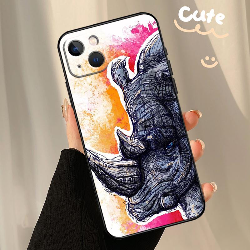 Rough Rhinoceros Rhino Beast Phone Case For iPhone 17 Pro Max 11 14 15 16 Pro Max Plus 13 12 Mini 16e 17 Air Back Cover