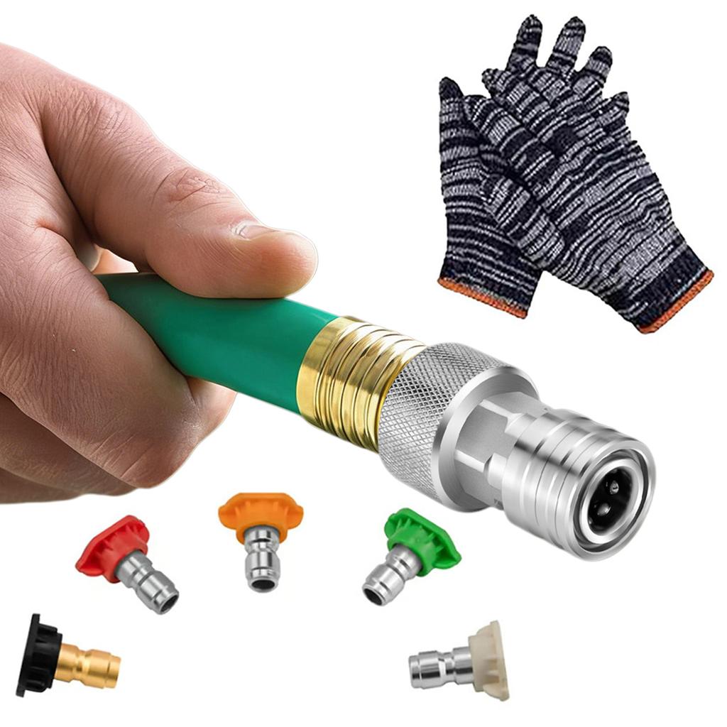 Garden Hose To Mini Power Washer Adapter 3/4'' GHT To 1/4'' Quick Connector Stainless Steel Car Washing Nozzle & Hose Attachment
