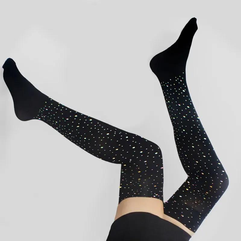 Sexy Rhinestone Long Sock Women Long Sock Thigh High Over The Knee Stockings Sexy Lolita Ladies Girls Warm Knee Socks Summer