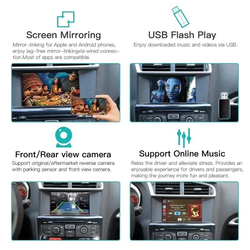 AUTOABC Wireless Carplay and Android Auto For Peugeot 2008 208 308 508 3008 & Citroen C4 DS3 DS4 DS5 SMEG Mirror Link Multimedi