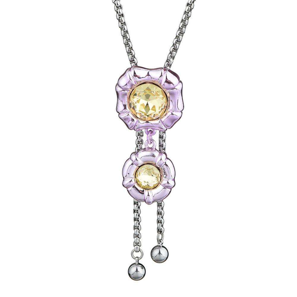 Dopamine Series Color Stretch Long Necklace Women's Revable Flower Pendant Necklace Fashion Crystal Pearls Pendant Luxury Long Necklace Sweater Chains