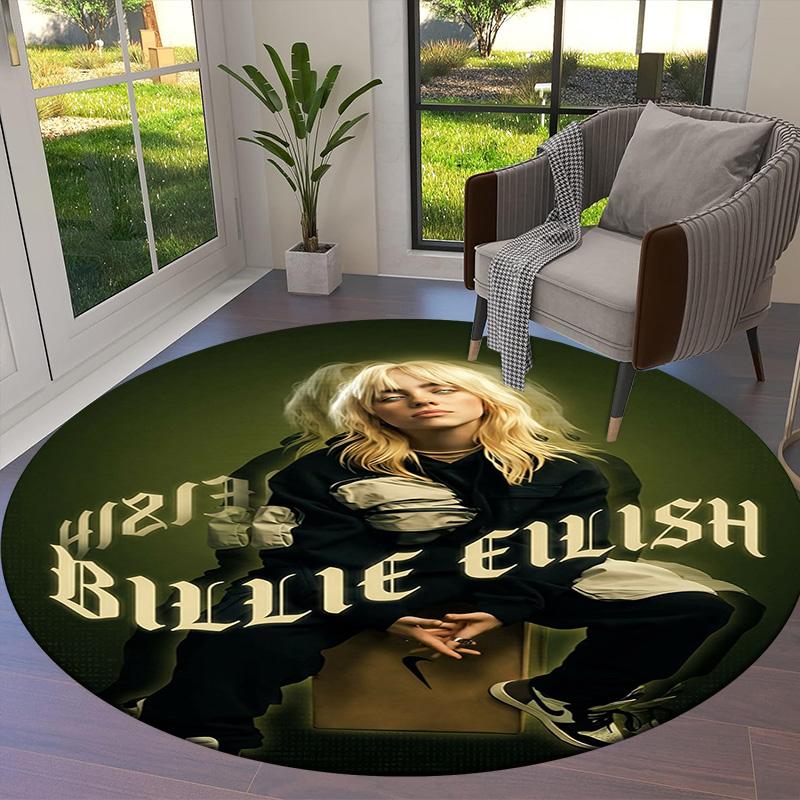 Billie Eilish Round Area Rug,Carpet Rug for Living Room Bedroom Sofa Playroom Decor,Non-slip Floor Mat