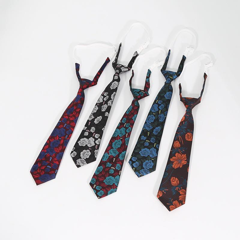 Cashew Flower Men's No-Tie Zipper Shirt Tie for Uniforms