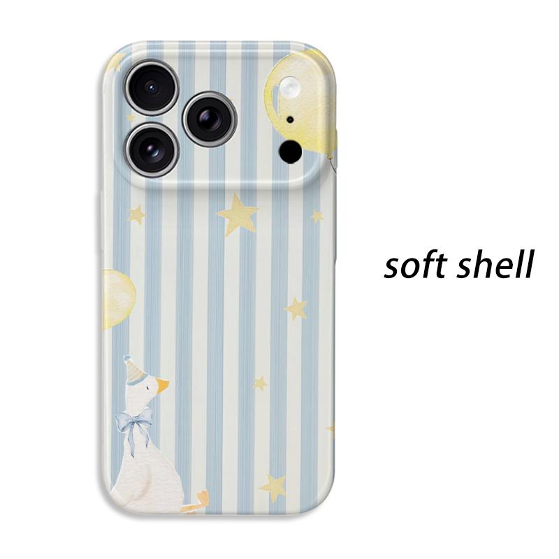 Cheerful Party Goose Balloon Striped Cute Art Protective Shockproof Film Aesthetic Bumper Phone Case Cover For iPhone 14 15 16 Pro Max Plus