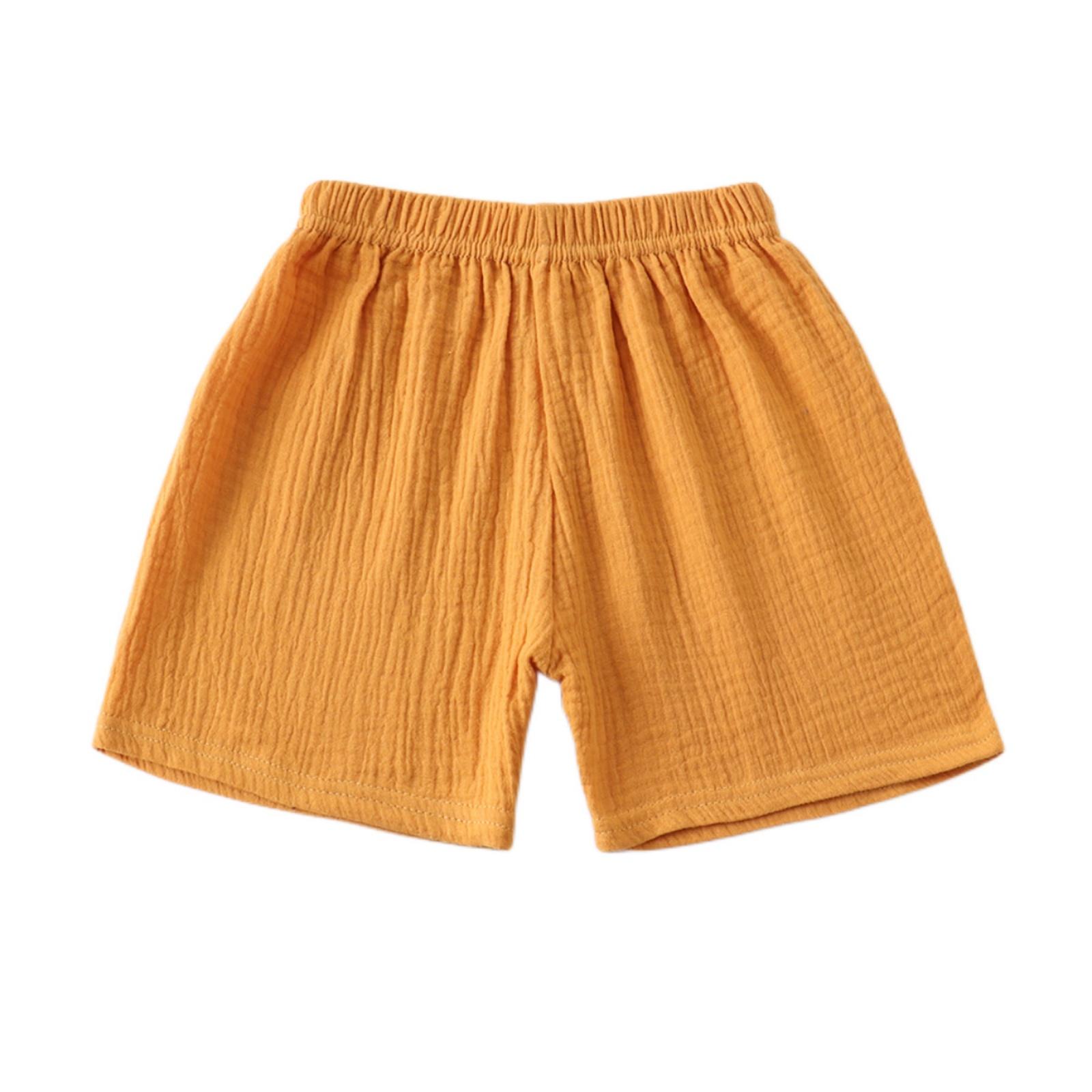 

Boys And Girls Casual Loose Sports Shorts Fashion Plain Color Comfortable Kids Pants 90 жовтий