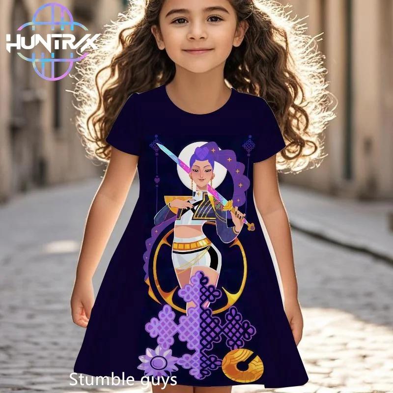 Personalized girl s casual 3D unicorn printed short-sleeved dress for children 110