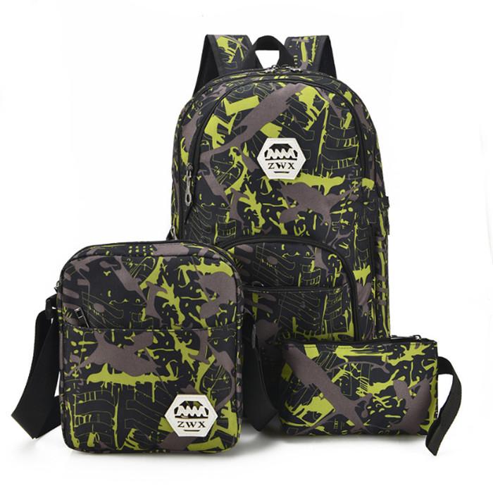 3pcs USB Male backpack bag set red and blue high school bag for boys one shoulder big student book bag men school backpack women