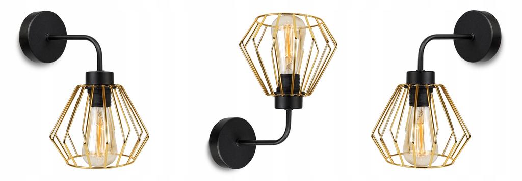 ELEGANTNÍ RETRO NÁSTĚNNÉ SVÍTIDLO DRÁT ZLATÝ LOFT