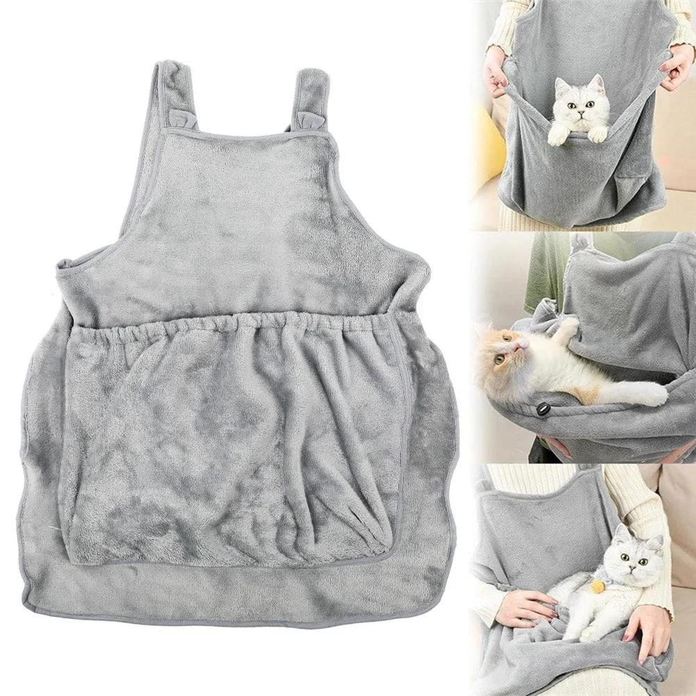 Cozy Pet Carrier Apron for Small Cats and Dogs Perfect for Outdoor Winter Travel Features Hanging Chest Bag and Cat Sleeping