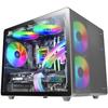 Mars Gaming MC-400 Noir, Boîtier Gaming Compact Micro-ATX, Fenêtre Latérale Complète Verre Trempé, 3x Ventilateurs FRGB 120mm,