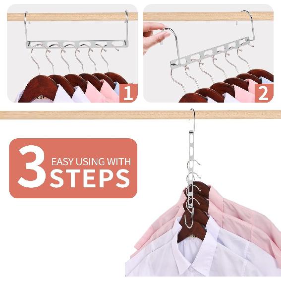 Platzsparende Kleiderbügel, 10er-Pack Kleiderbügel-Organizer Platzsparer, Magische Metall-Faltbare Schrank-Organizer, Mehrere Kleiderbügel in Einem, College