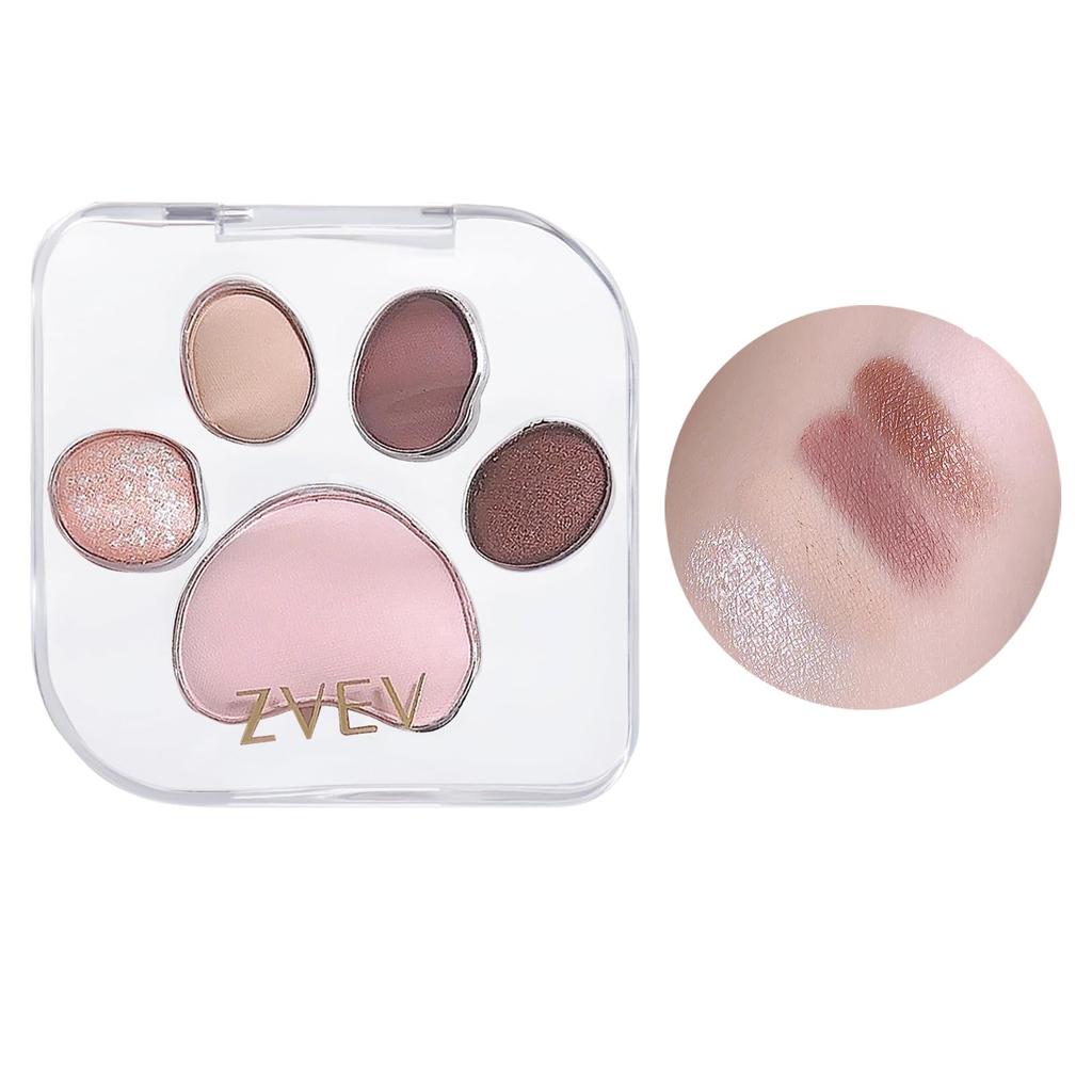 ZVEV Paw Print Eyeshadow Natural Cat 5 Eye Daily Puffy Bag Palette [Official] Palette, Design, Colors, Makeup, Eyeshadow, Blush, Pixie, Waterproof,