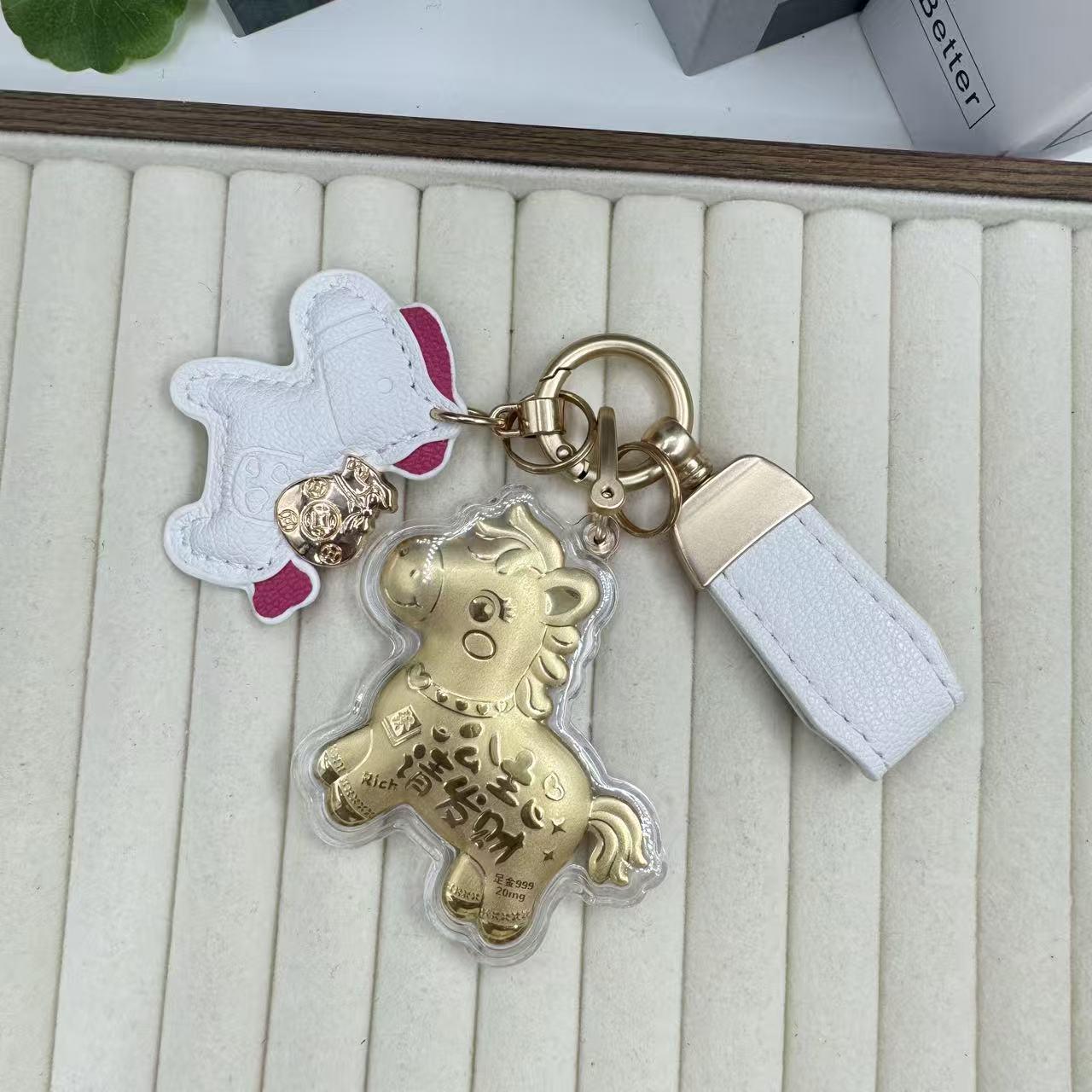 Pure Gold Horse Keychain Pendant: Versatile & Charming Couple s Gift