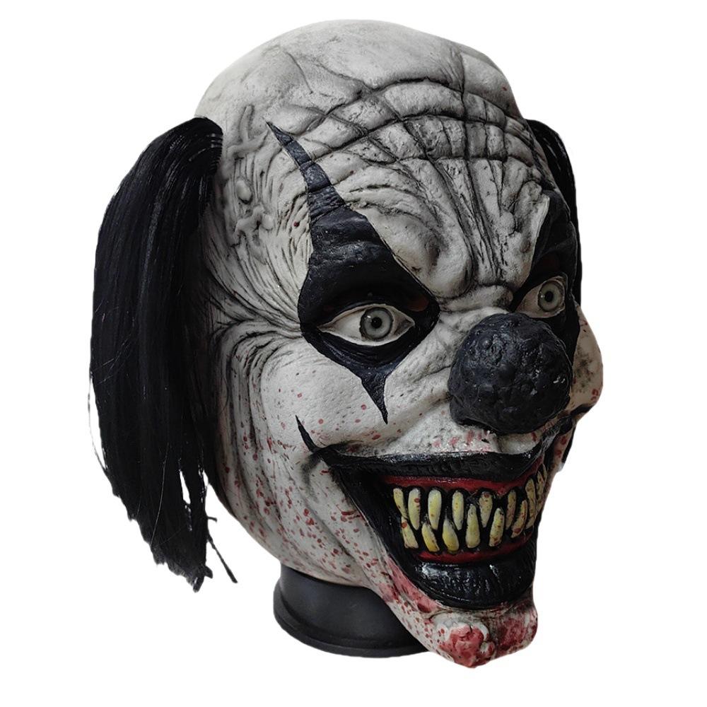 Horror Schwarze geflochtene Clownhaube Halloween-Fänge Clownmaske Tanzparty Feiertagsshow Maske