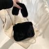 IELGY Plush Bag Autumn Winter Pearl Chain Crossbody Bag