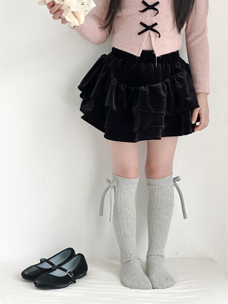 New Sweet Princess Mid-Calf Socks for Girls - Solid Color Bow Style for Autumn and Winter