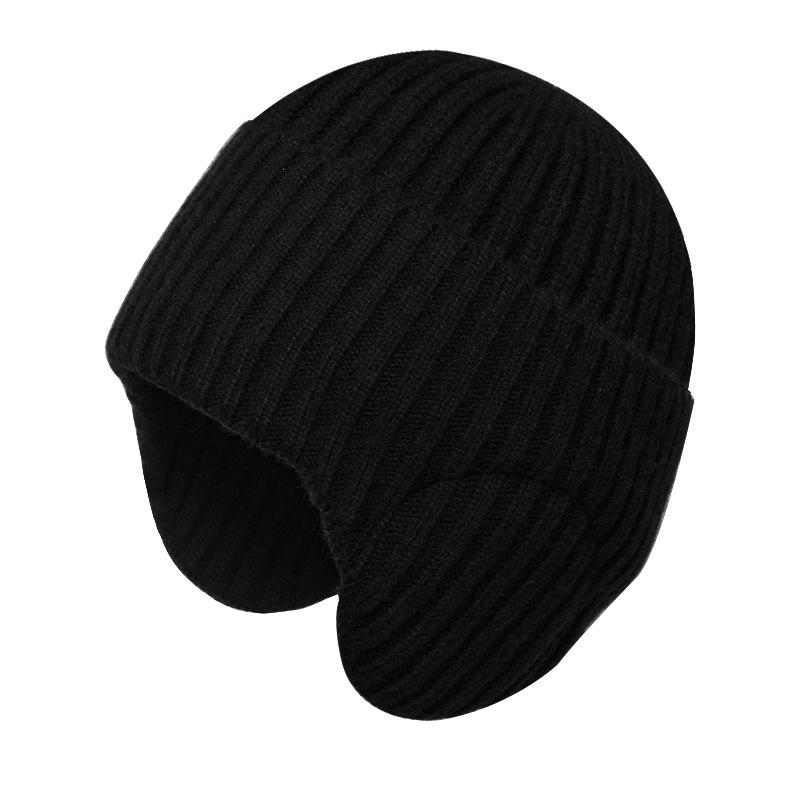 Winter outdoor warm hat men's and women's same thickened knitted wool hat cold-proof ear protector pullover hat