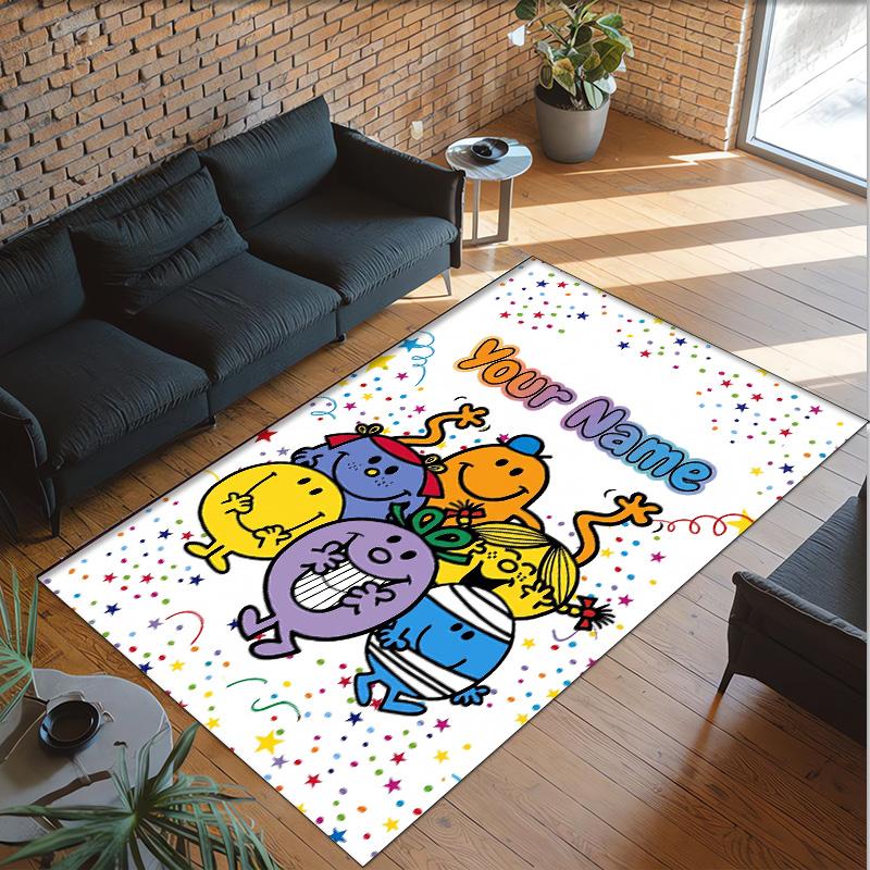 Personalized Crystal Velvet Carpet Custom Name Text,Mr. Men & Little Miss Anti Slip Area Rug For Home Decoration