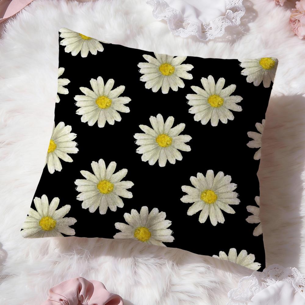 Popular Daisy Flowers Cushion Cover Soft Washable Pillow Case Multi-Scene for Couch Bed Travel Office Use