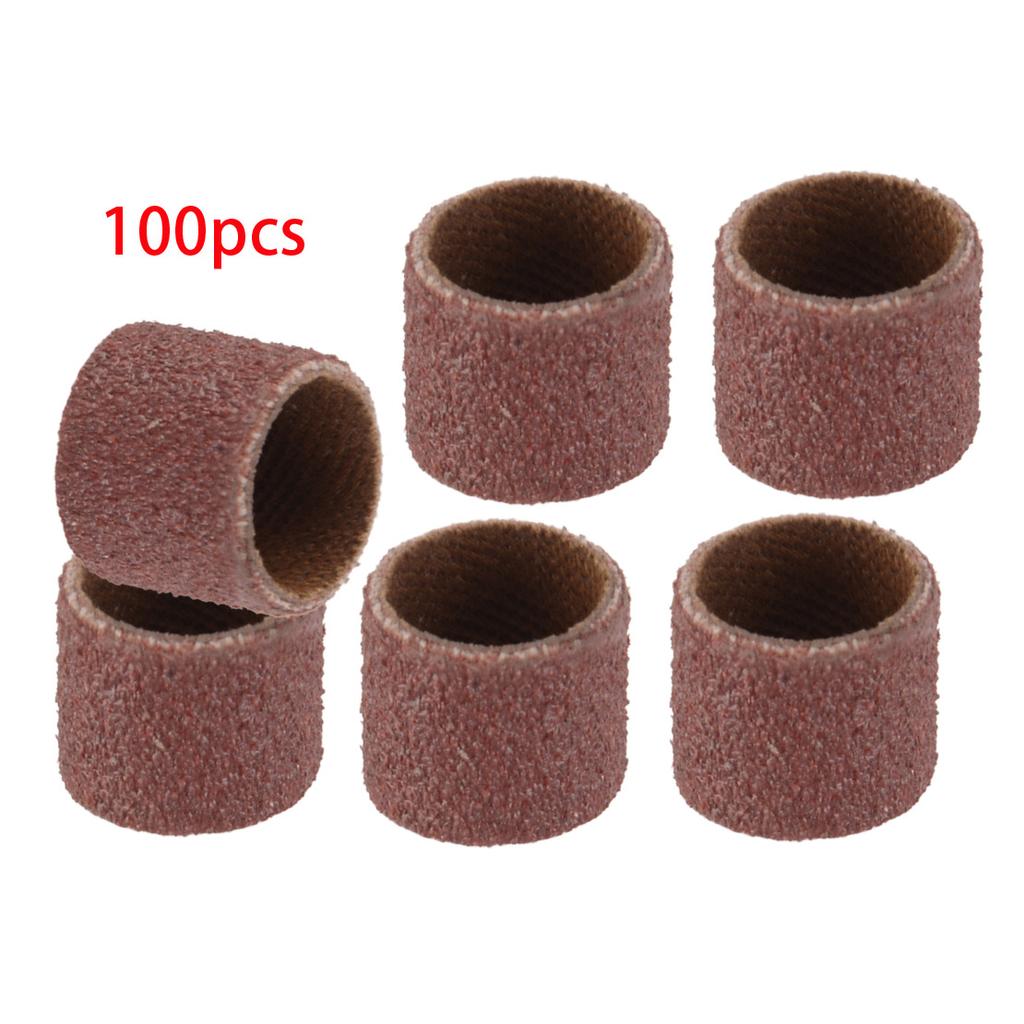 100pcs Grit 120 Sanding Drum Set Sander Sleeves Sandpapers Band Brownish Red Aluminum Oxide 6.35mm fit for Rotary Tool