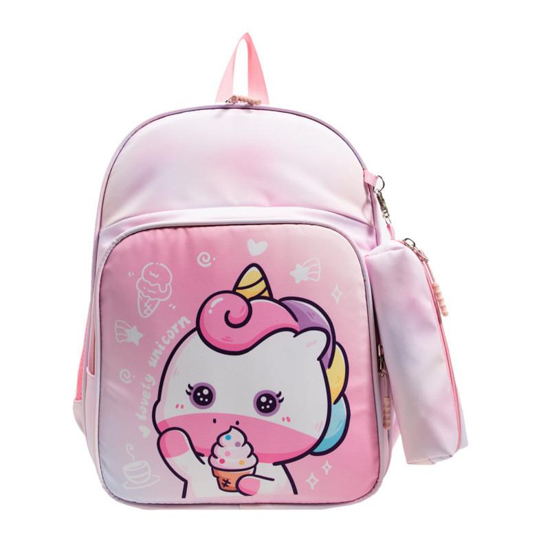 Adorable Children's Backpack For Girls With Cute Cartoon Bear Design Spacious And Lightweight Canvas Book Bag