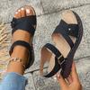 Summer New Women's Wedge Sandals Floral Flat Open-Toe Sandals with Buckle Straps for Outdoor Wear