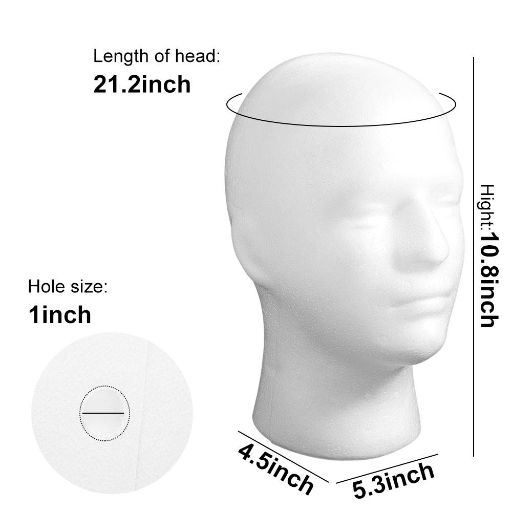 Wig Foam Head Model White Display Stand Rack Shopping Mall Closet Holder Male Mannequin Head