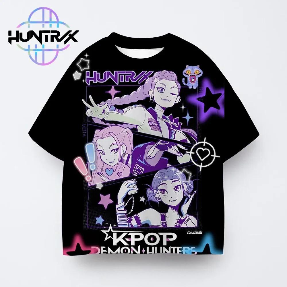 Kpop Demon Hunters Children 3D Print Boy T-shirt Street Casual Harajuku Animation Girl Group Short-sleeve Clothing Top Summer