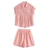 Shorts set women's summer new design sense temperament thin casual lapel shirt fashion two-piece set