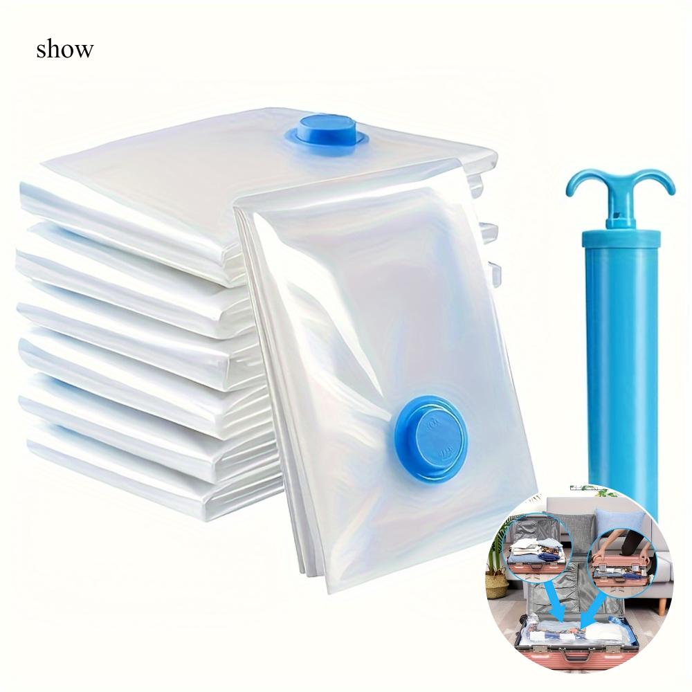 Balení 5 vakuových úložných pytlů s ruční pumpou - Opakovaně použitelné uzavíratelné plastové úložné pytle na oblečení, deky, ložní prádlo