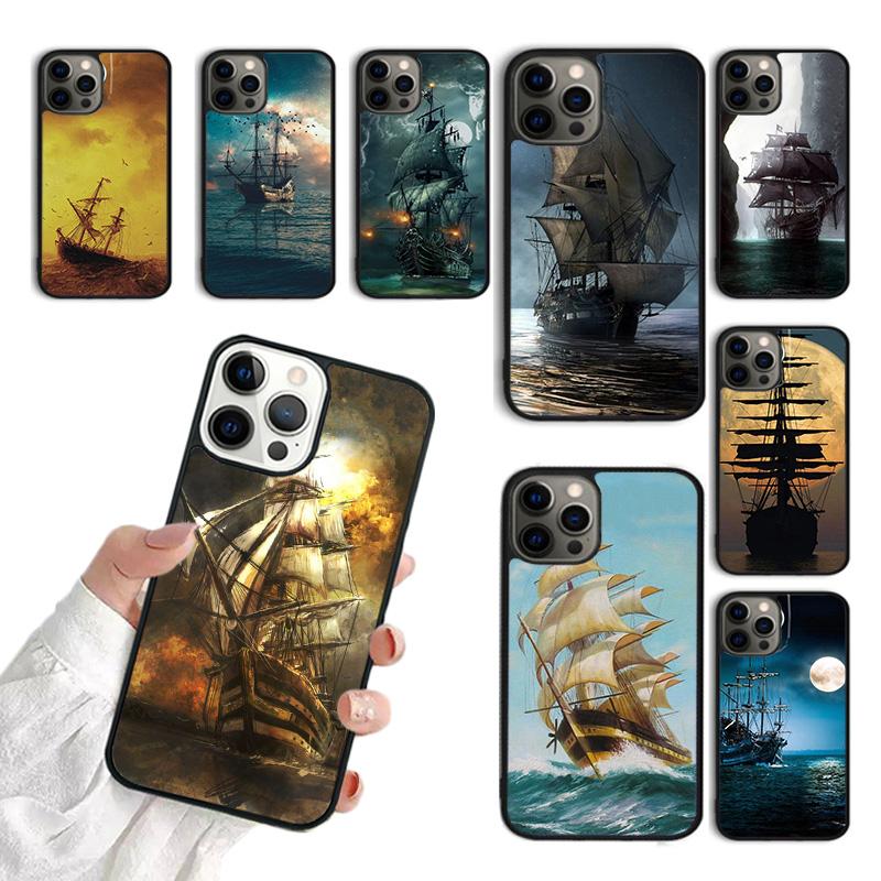 Old Ship in Sea Moon Night Phone Case For iPhone 17 Air 15 16 16e 11 12 13 14 Pro Max Cover For iPhone 17 Air Max Plus Fundas