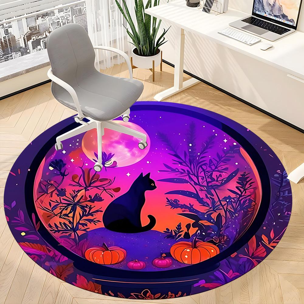 1pc Moonlit Garden Office Round Area Rug, Under Office Chairs Bedroom Living Room Home Decor, Room Deco, Available In Various Sizes