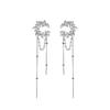Retro Diamond-Set Fringed Flower Earrings, High-End Earbone Clips, Niche Design Earrings, Earclips, No Ear Piercings, Women