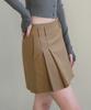 Deuloupisumeon Stitch Pleated Mini Skirt [Beige]